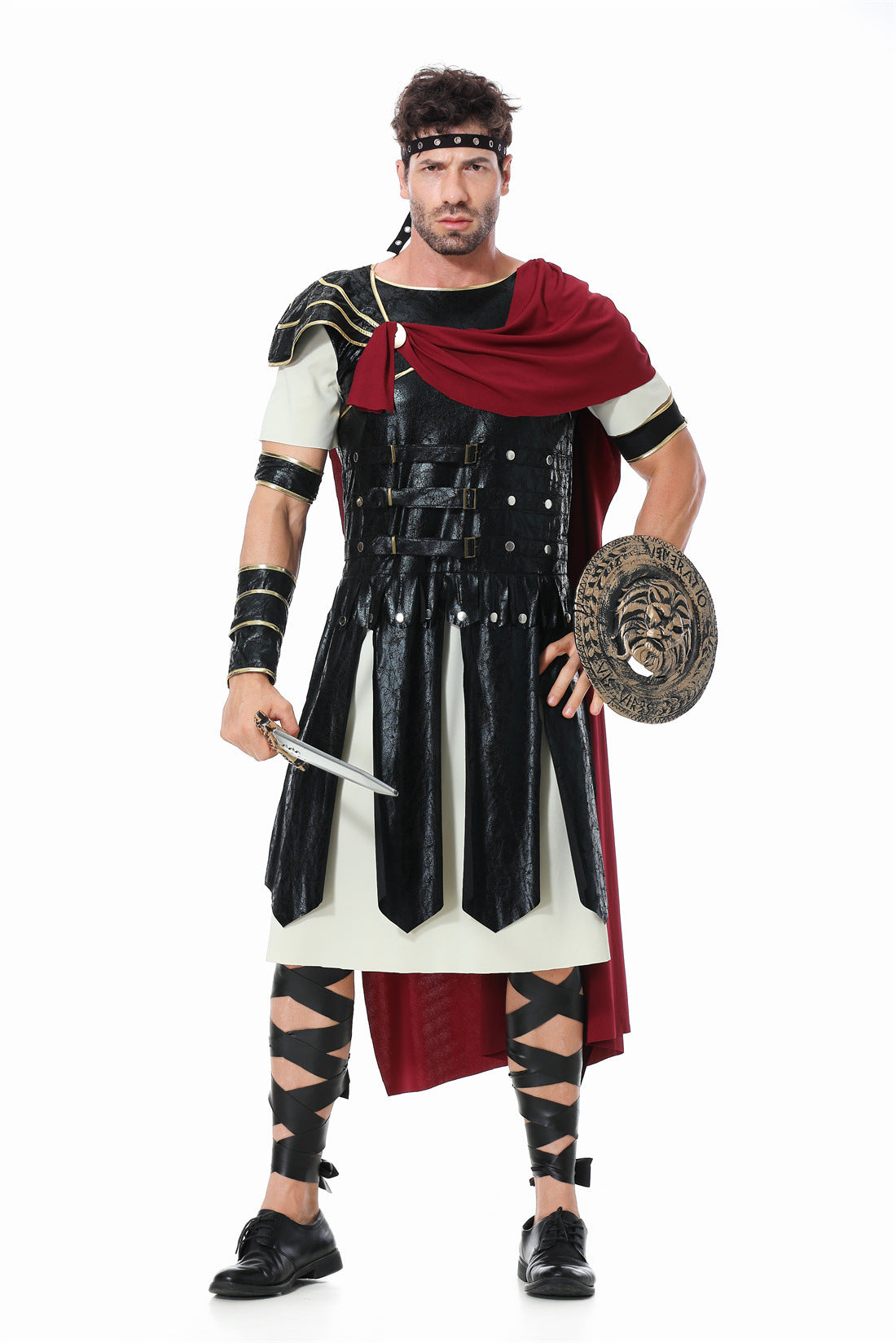 Roman Warrior Samurai Guard Costume for Kids and Adults, product photo 7 on a white background