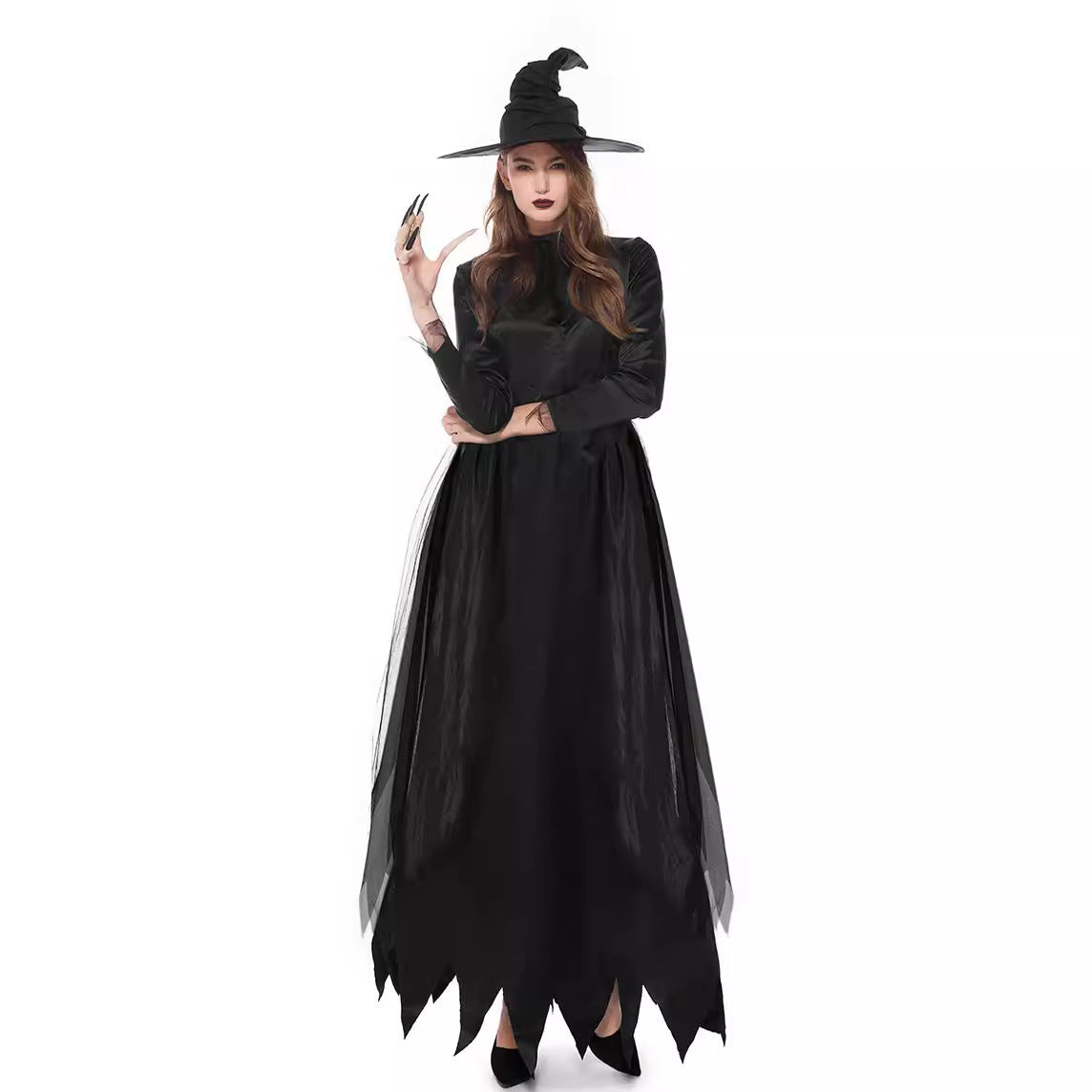 Black Devil Witch Vampire Costume for Women, product photo 3 on a white background