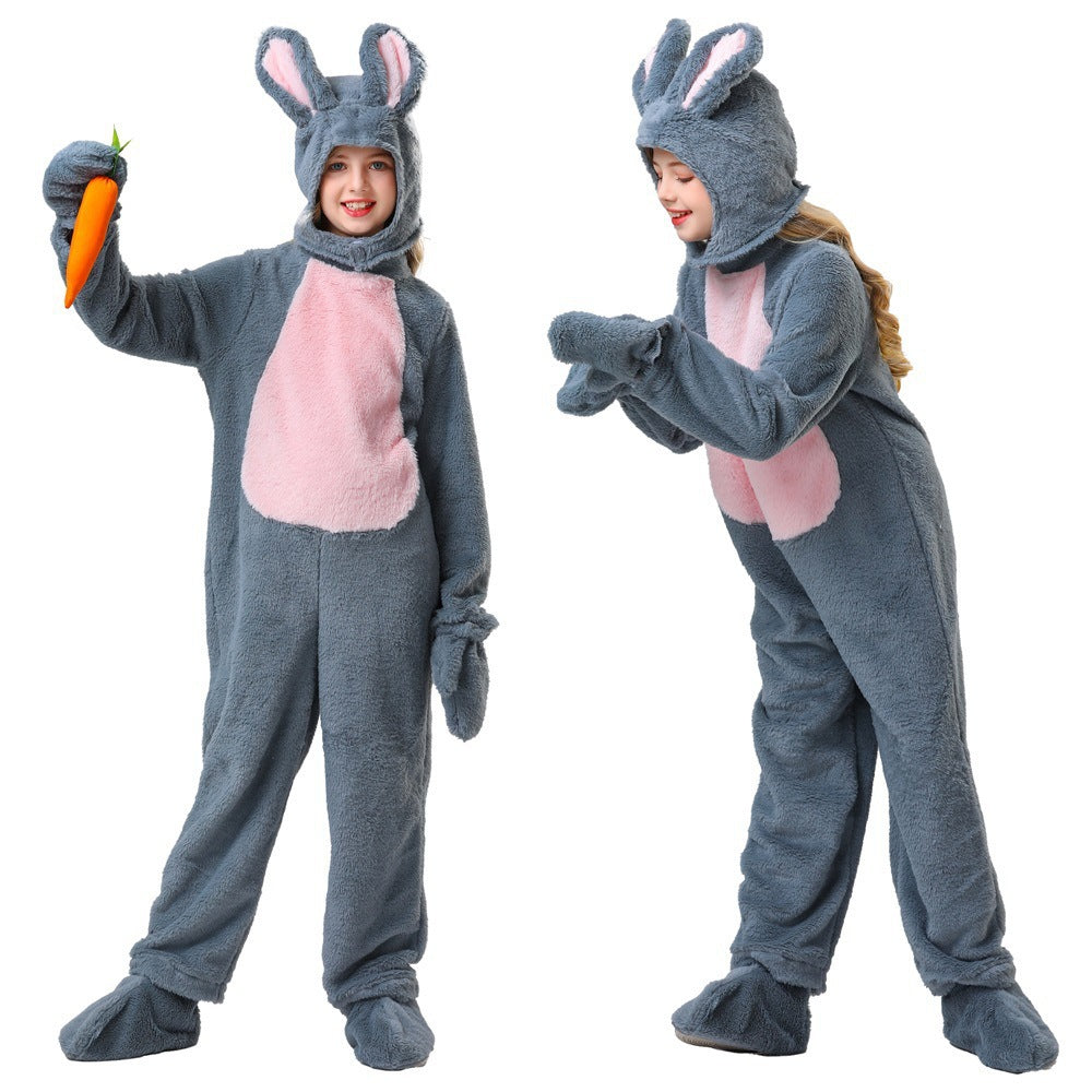 White Rabbit Animal Onesie for Kids, costume photo 2