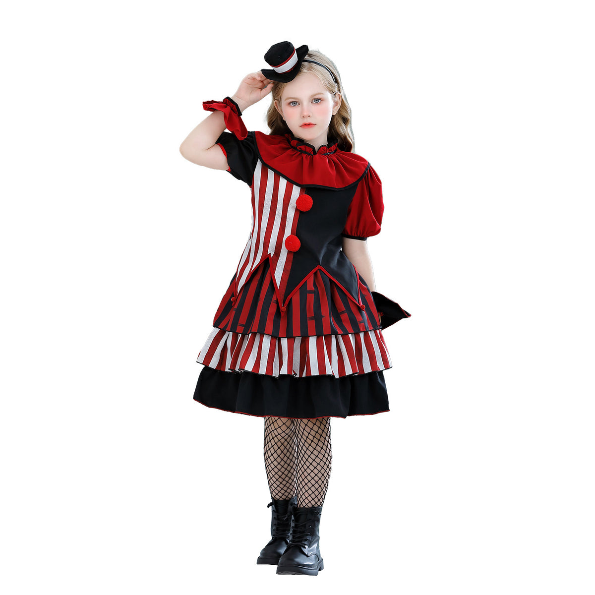 Circus Clown Costume for Girls, product photo 2 on a white background