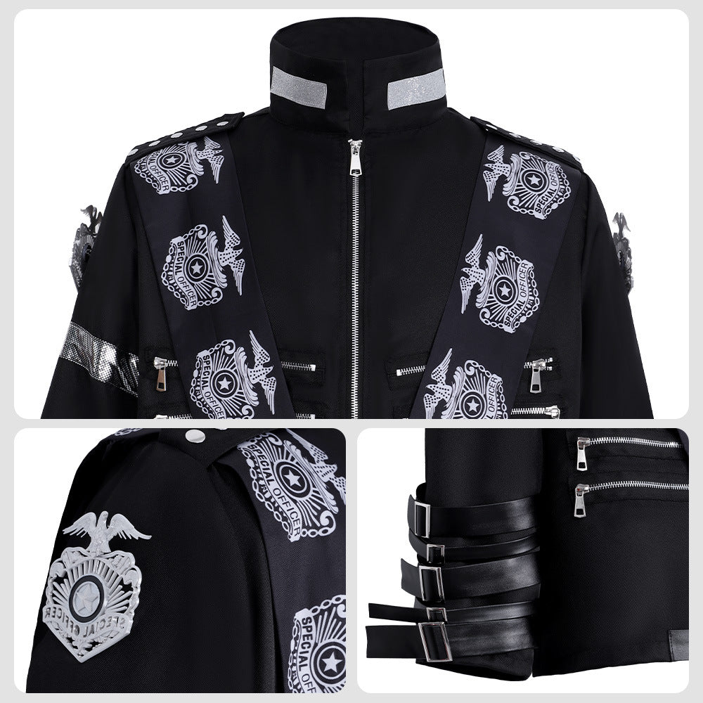 Jackson MJ Style Black Sash Jacket Costume for Adults, costume photo