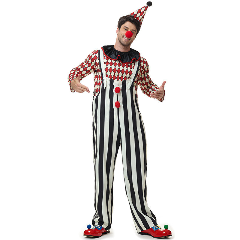 Checkered Clown Couple Costume for Kids and Adults, product photo 6 on a white background