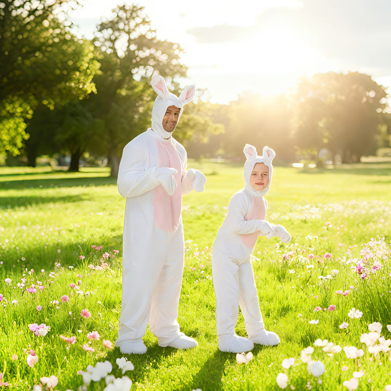 White Rabbit Plush Jumpsuit for Kids, costume photo