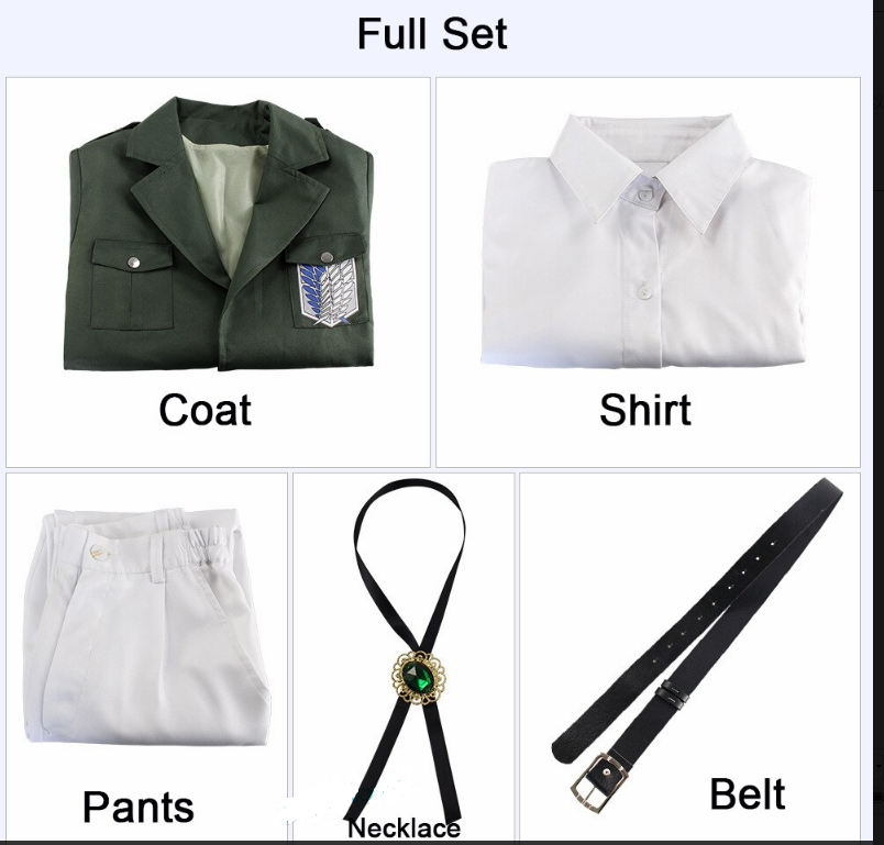 Attack on Titan Levi Ackerman Survey Corps Costume Adult Halloween Cosplay