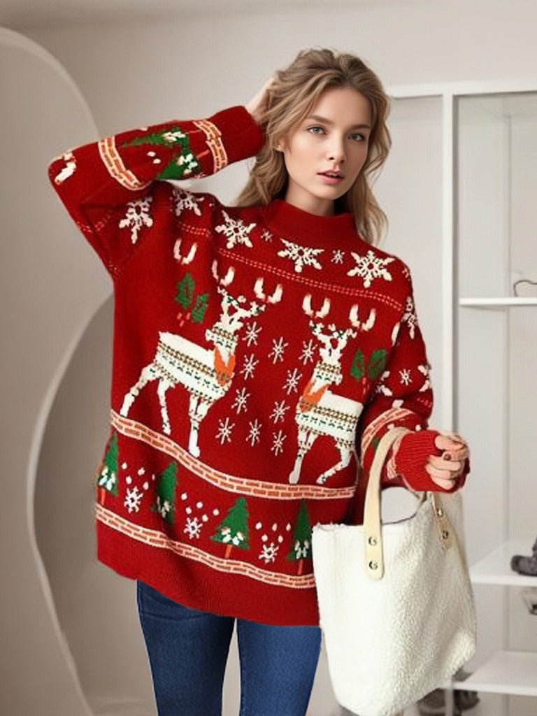 Christmas Sweater Autumn/Winter Double Elk Christmas Knitted Sweater