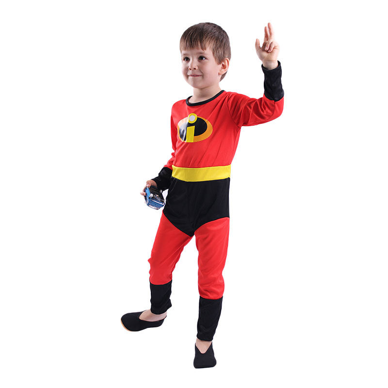 Superhero Agent Team Cosplay Bodysuit Set for Boys Halloween Costume Stage Performance Outfit