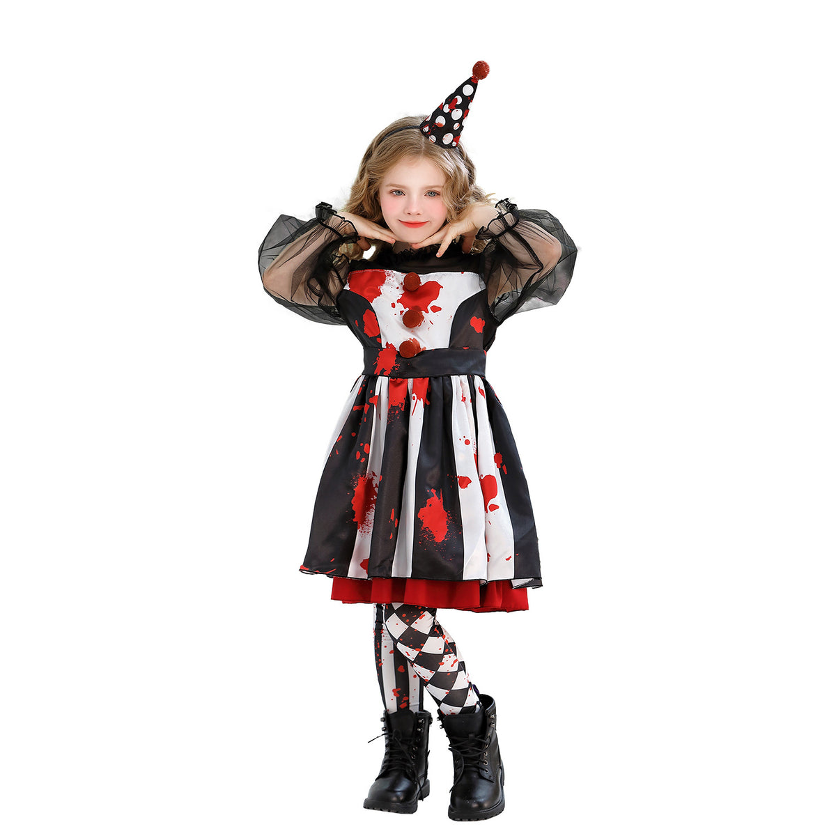 Circus Clown Costume for Girls, product photo 5 on a white background