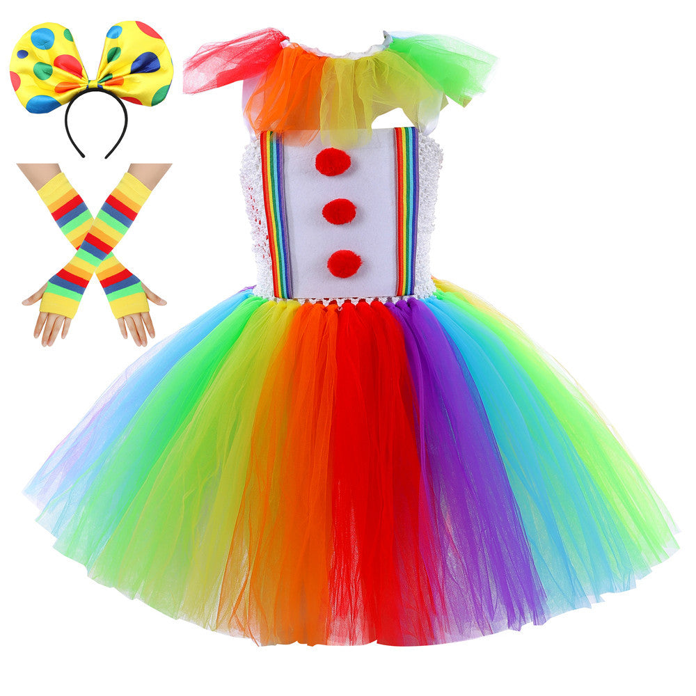 Clown Tutu for Girls, front view on a white background