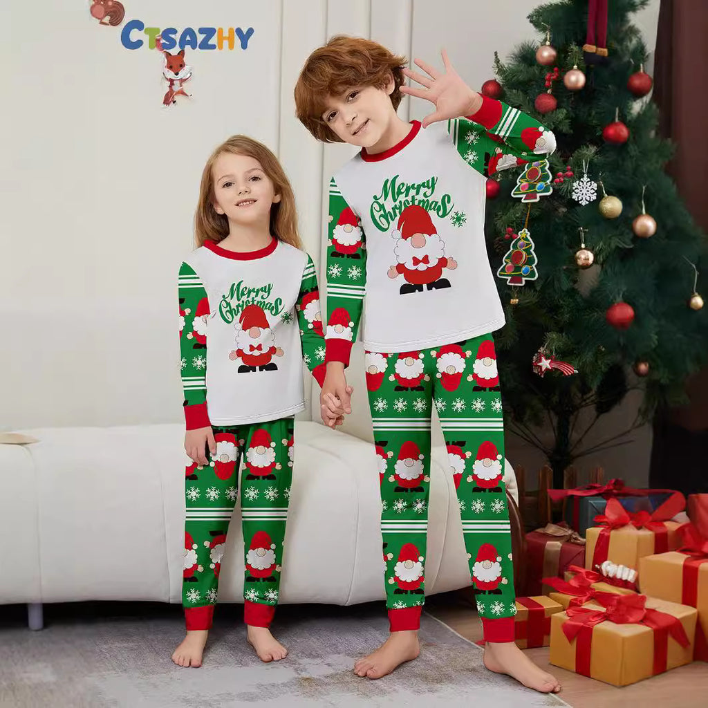 Christmas Santa Claus Snowflake Letter Print Family Matching Pajamas Home Wear