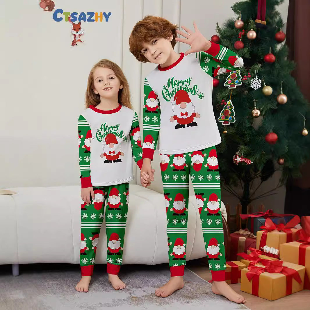 Christmas Santa Claus Snowflake Letter Print Family Matching Pajamas Home Wear