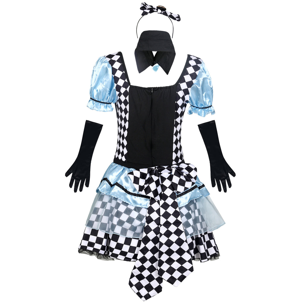 Alice Maid Vampire Clown Lolita Costume for Women, product photo 3 on a white background
