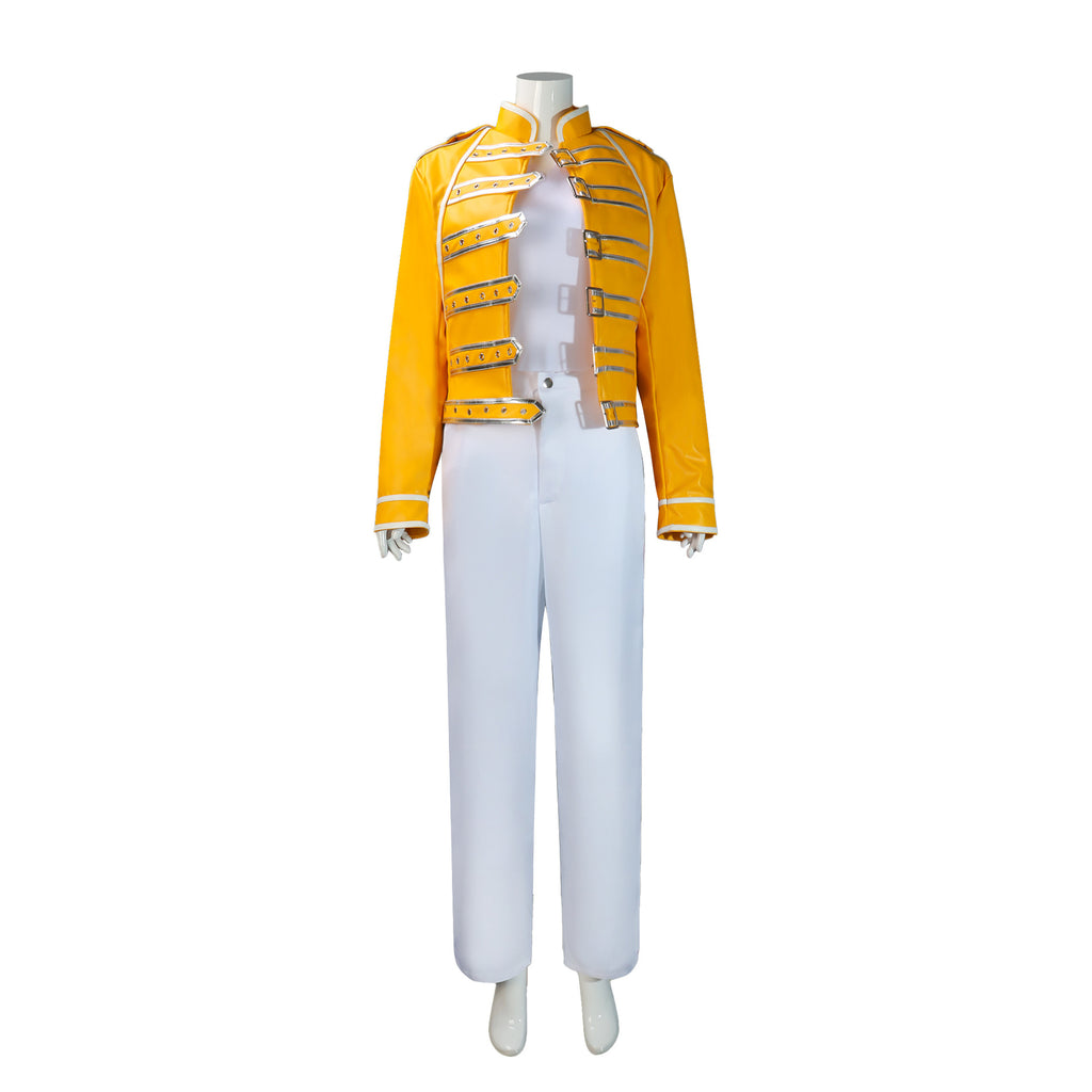 Freddie Mercury Costume Adult Cosplay Rock Singer Outfit Halloween