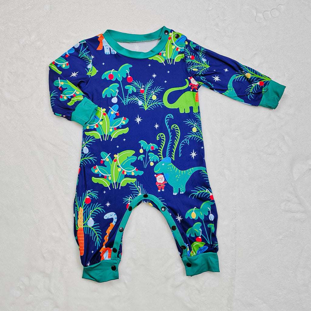 Cotton Printed Family Christmas Pajamas for Kids, Boys and Girls with Dog and Dinosaur Design
