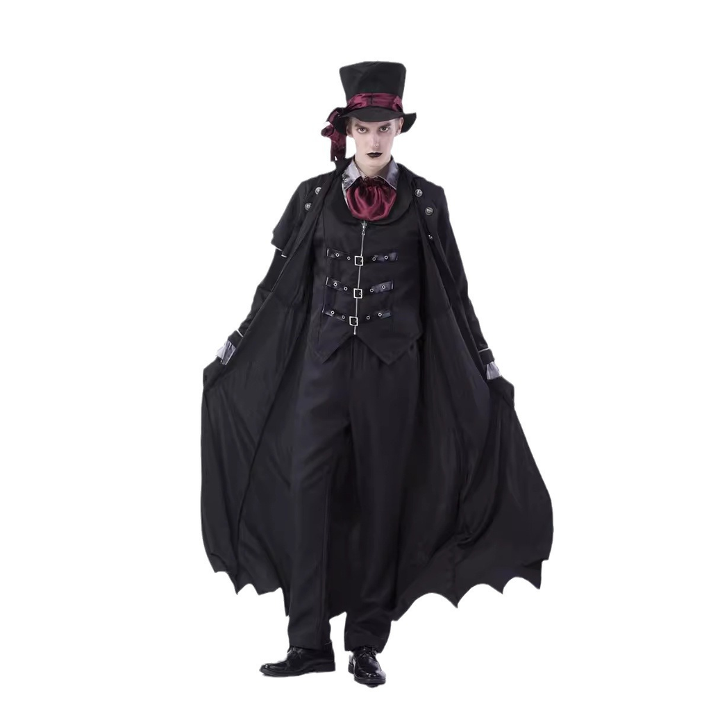 Gothic Vampire Warrior Costume for Men and Women, front view on a white background
