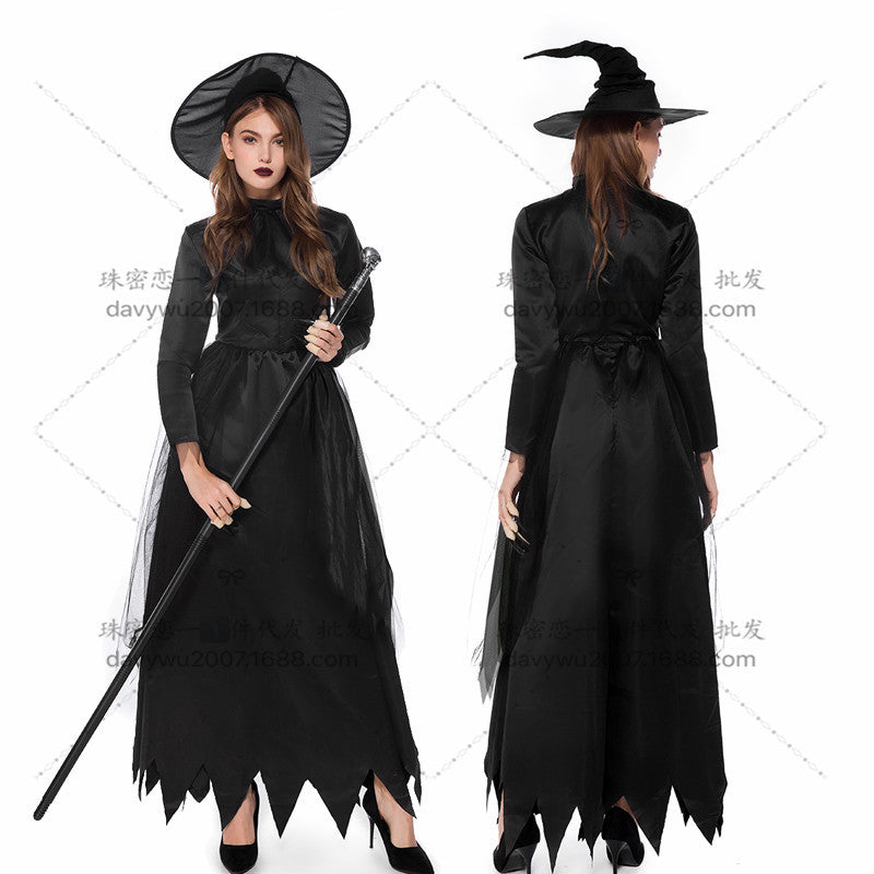Black Devil Witch Vampire Costume for Women, product photo 4 on a white background