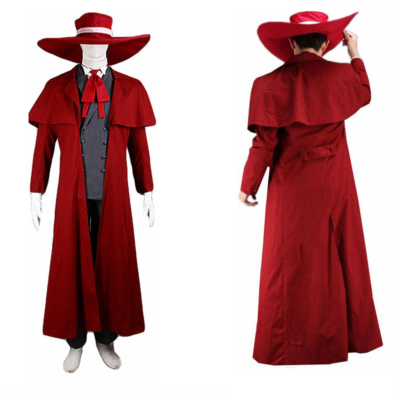 Vampire Hunter Red Coat Costume for Adults, product photo 2 on a white background