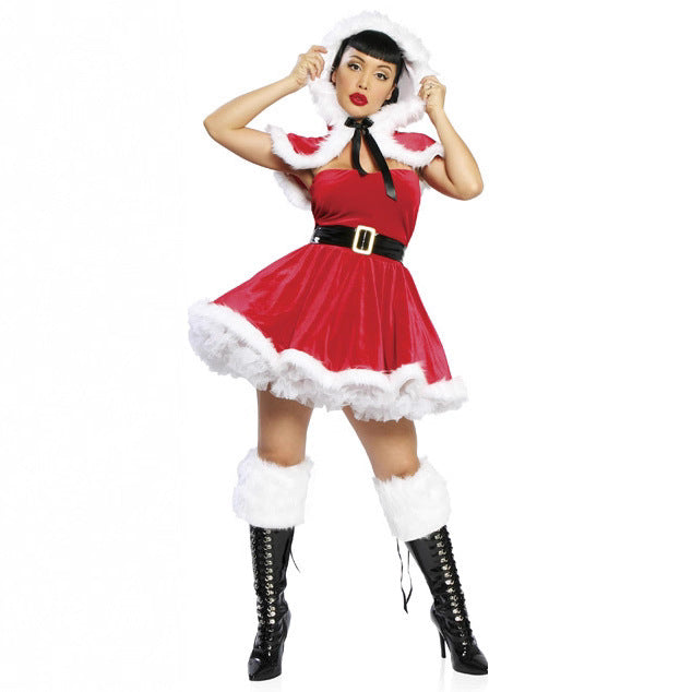 Christmas Adult Women's Costume, Santa Outfit, Holiday Party Dress, Christmas Theme Performance Wear