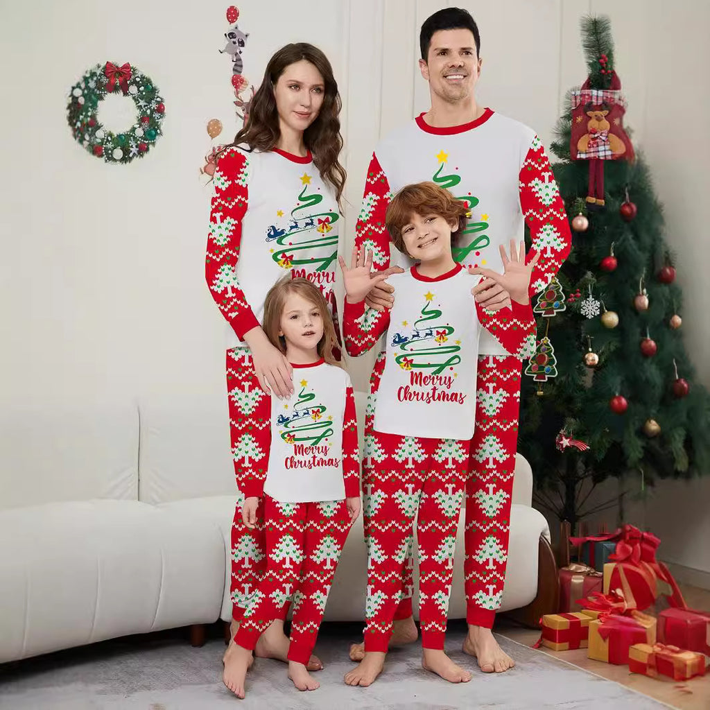 Deer Letter Christmas Tree Christmas Family Matching Printed Home Wear Pajamas