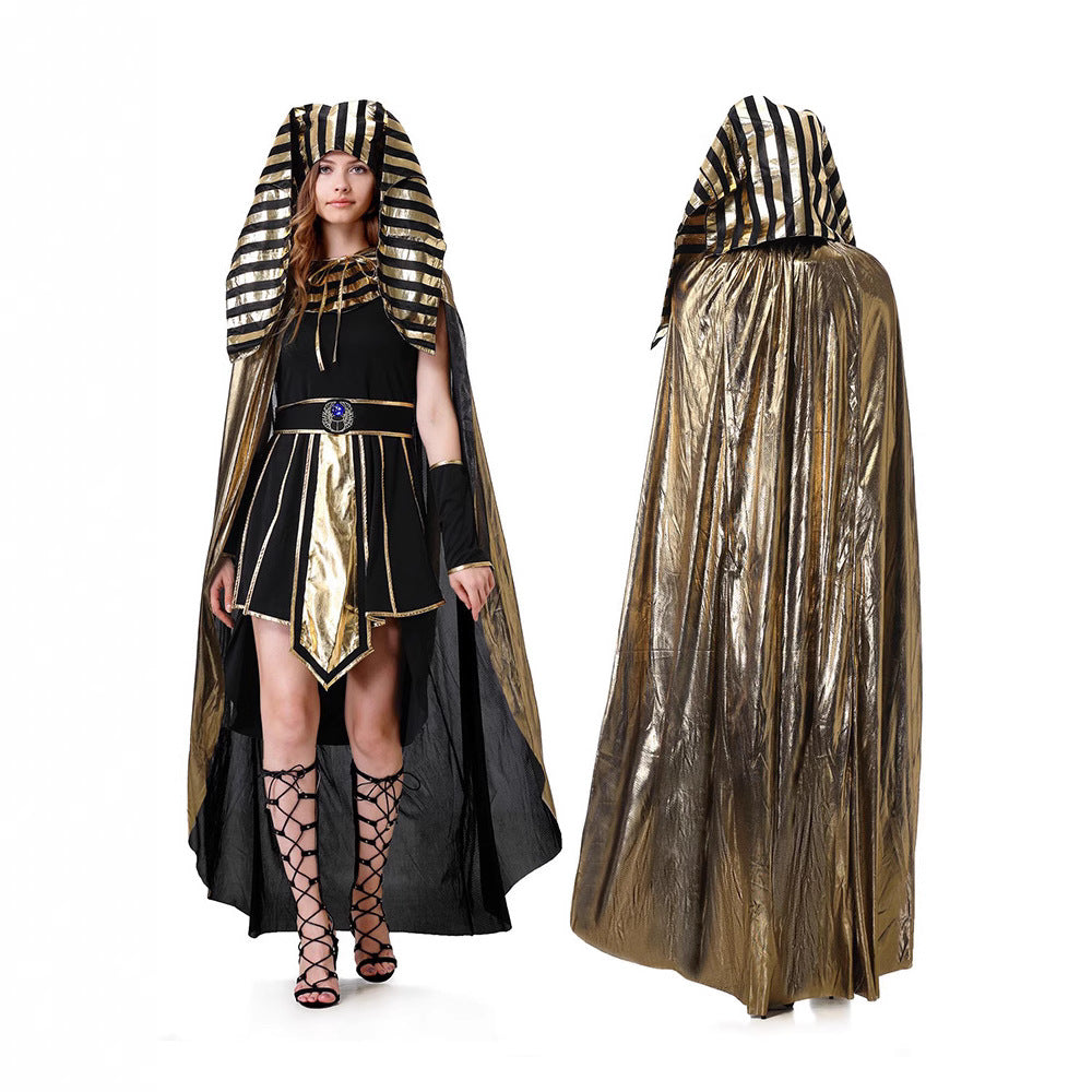 Egyptian Pharaoh and Queen Couple Costume Adult Halloween Cosplay Gold