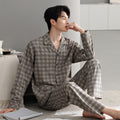 Long sleeved checkered pajamas set