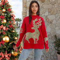 Christmas Golden Thread Deer Snowflake Sweater Female