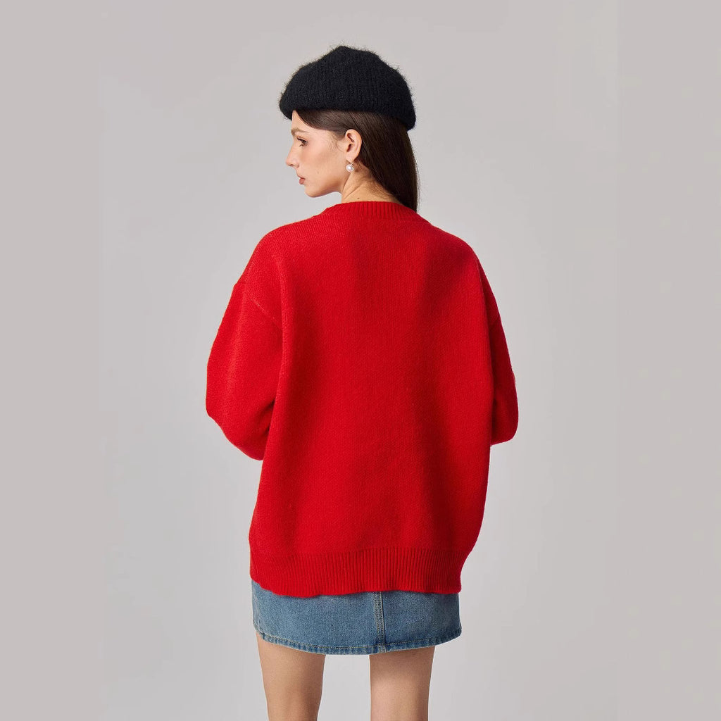 Christmas reindeer cartoon sweater for women