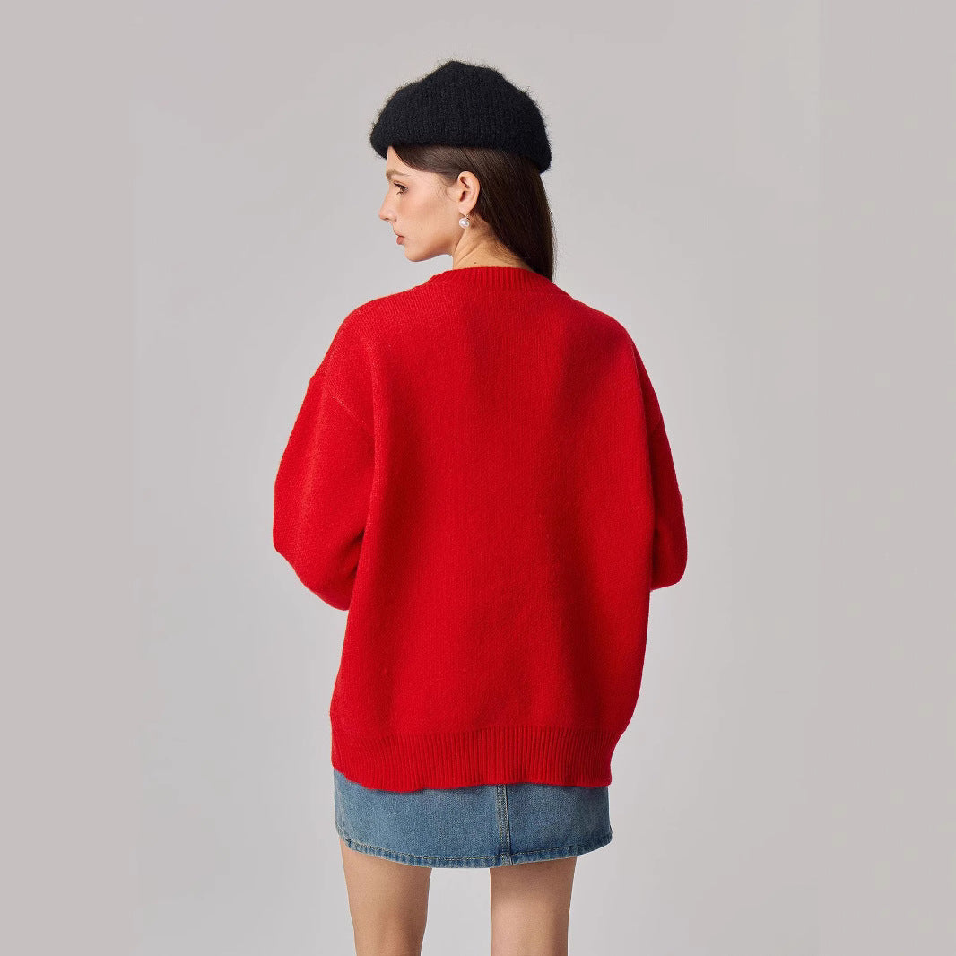 Christmas reindeer cartoon sweater for women