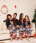 Christmas Family Matching Pajamas, Letter Cartoon Snowflake Print,