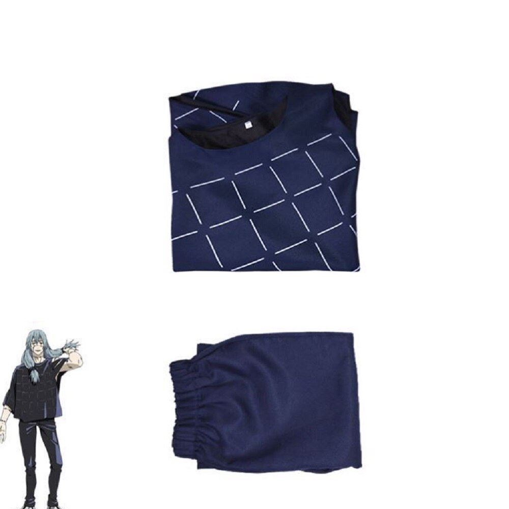 Anime Patchwork Curse Costume for Men and Women, front view on a white background