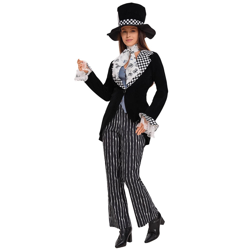 Circus Magician Cosplay for Women, front view on a white background