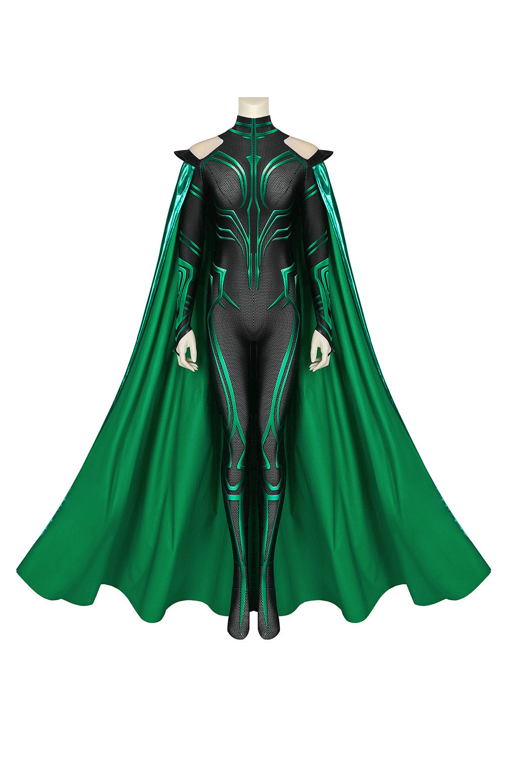 Thor Ragnarok Hela Costume Women Goddess of Death Halloween Cosplay – Dark green
