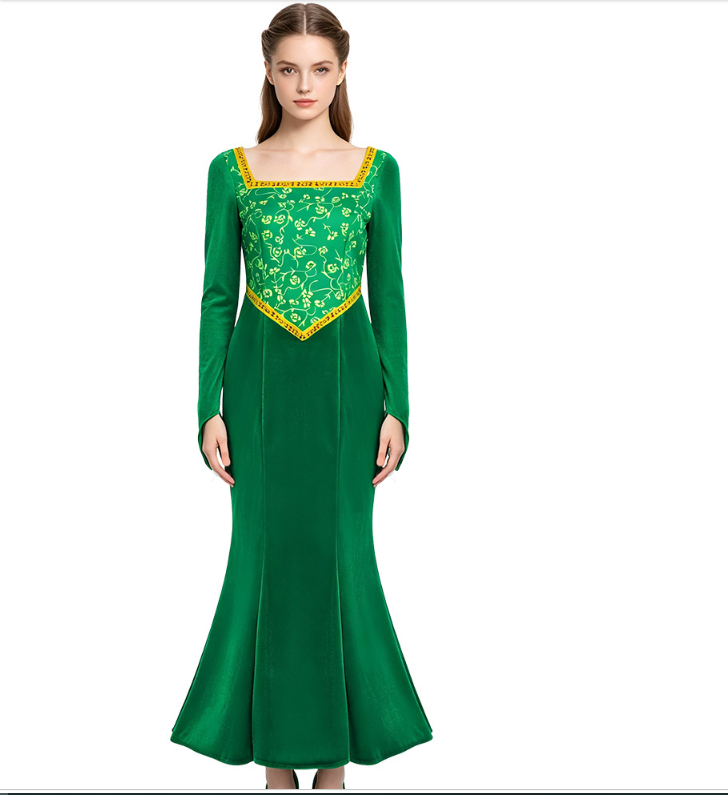 Shrek Princess Fiona Costume Women Long Green Dress Halloween Cosplay S-2XL – photo 4