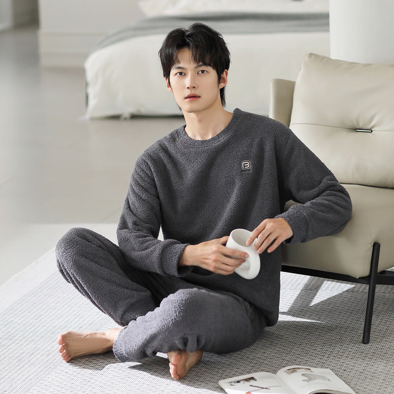 Winter pajamas men's pullover can be worn as outerwear home clothes