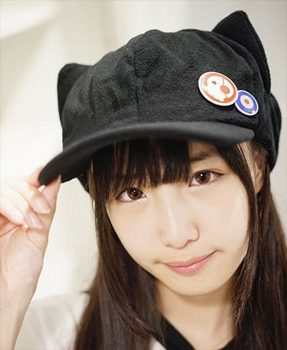 Japanese Anime Neon Genesis Evangelion EVA Asuka Langley Soryu Cosplay Cat Ears Hat Polar Fleece Plush Cap With Badges