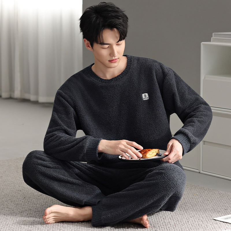 Winter pajamas men's pullover can be worn as outerwear home clothes