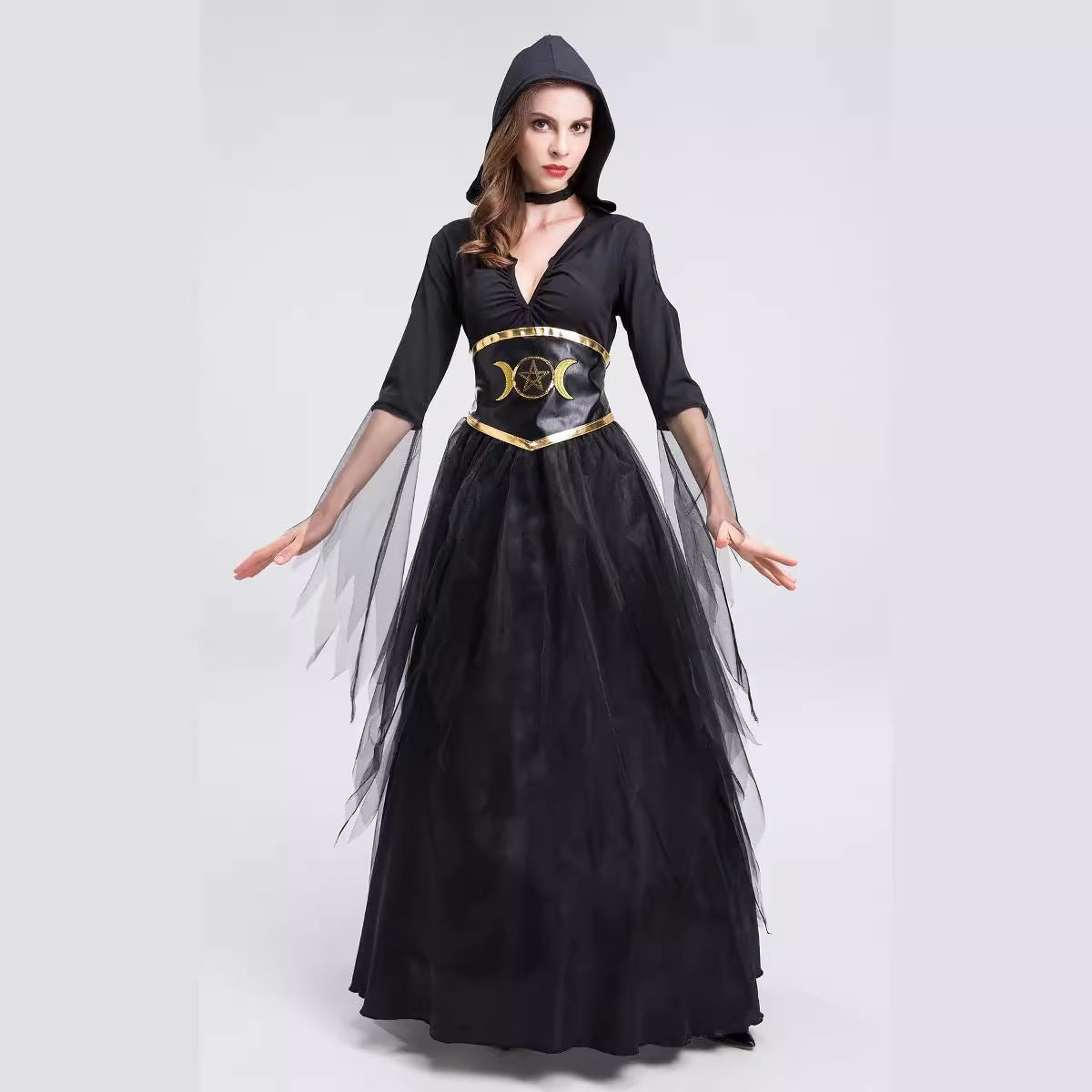Death Goddess Vampire Witch Costume for Girls, costume photo 2