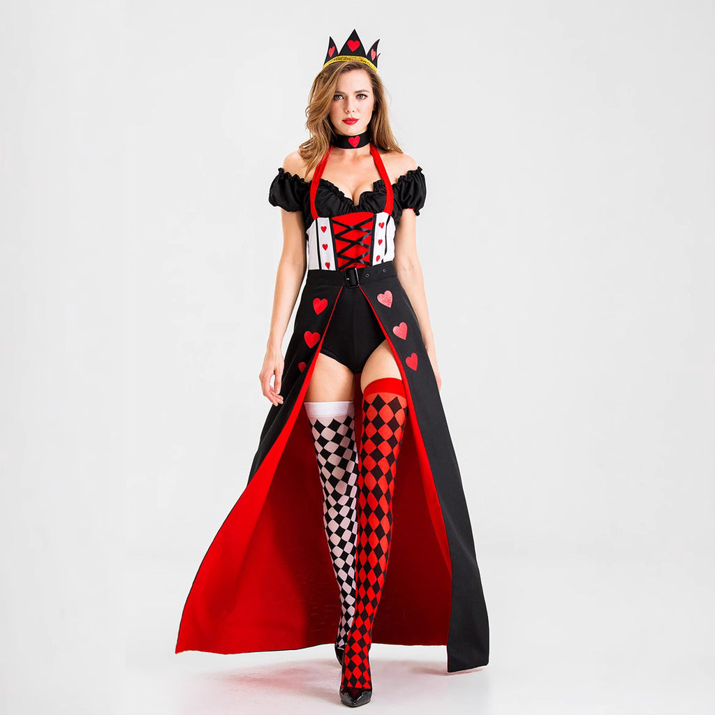 Red Heart Queen Costume Women Halloween Cosplay Devil Vampire Outfit