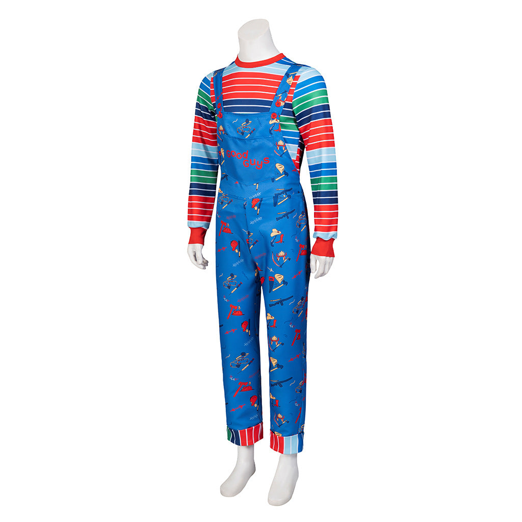 Killer Doll Overalls Costume for Adults, product photo 2 on a white background