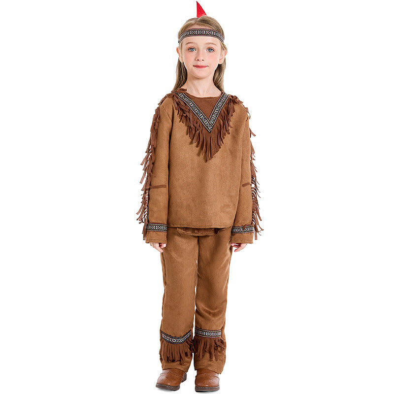 Tribal Chief Costume for Boys, front view on a white background