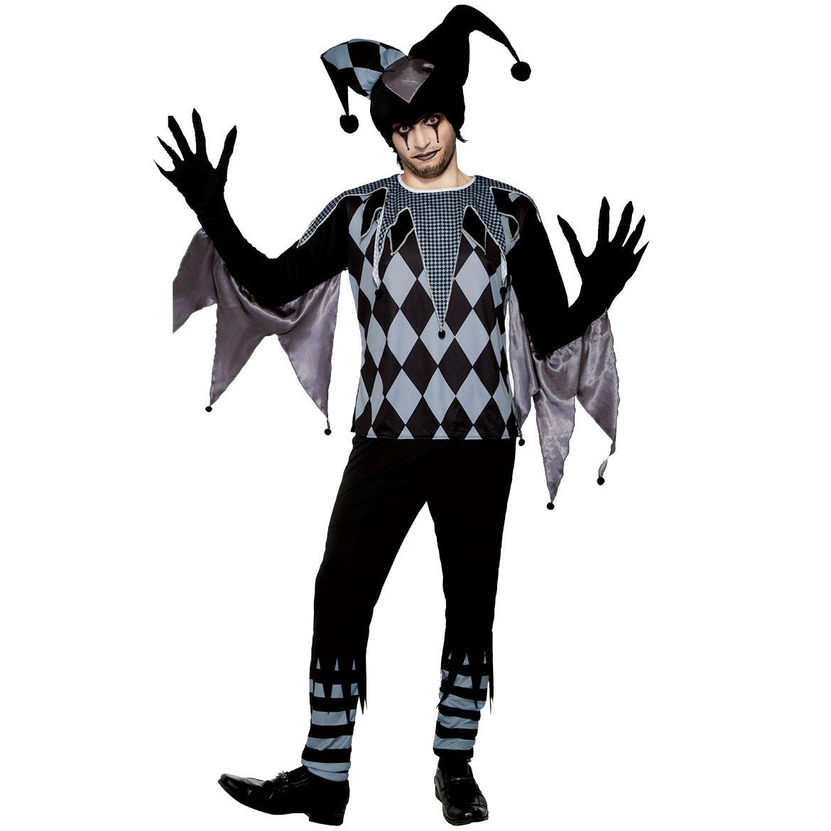 Evil Circus Clown Costume for Men and Women, product photo 3 on a white background