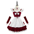 Wine Red Velvet Christmas Costume for Women, front view on a white background