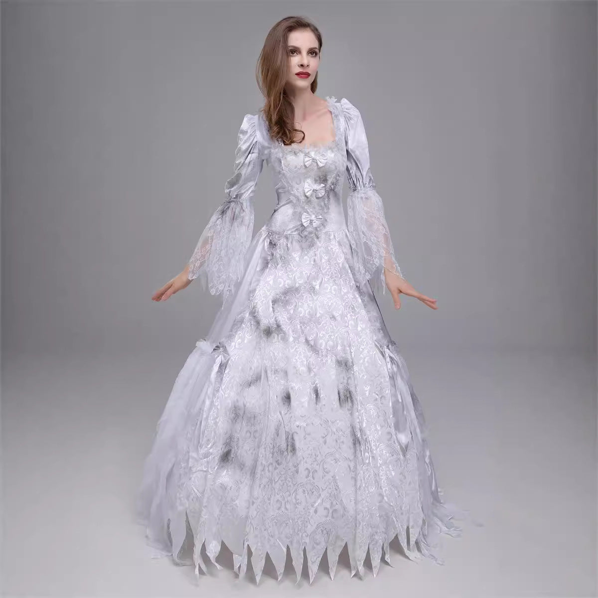 White Ghost Bride Costume for Women, costume photo 4