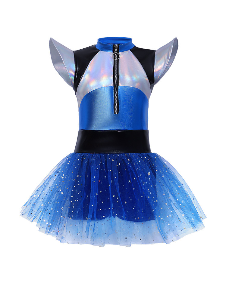 Alien Robot Cheerleader Tulle Skirt Costume for Girls, product photo 4 on a white background