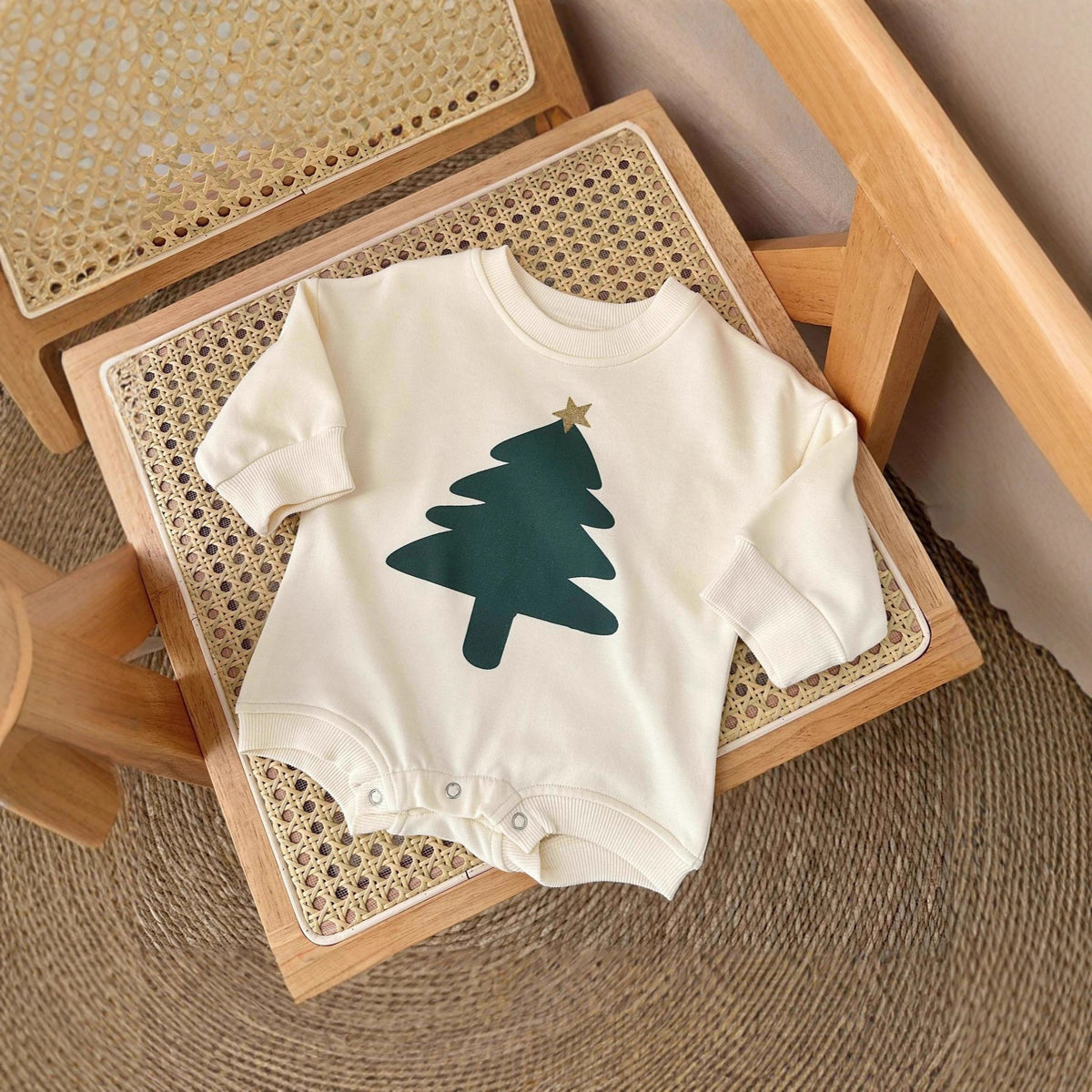 Christmas tree letter printed long sleeved baby triangle jumpsuit autumn