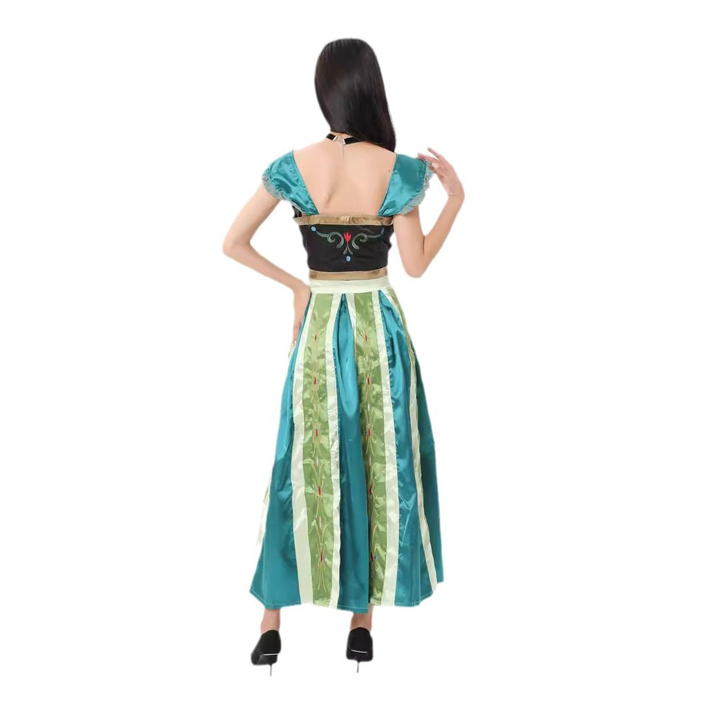 Snow Princess Costume Women Green Long Dress Halloween Cosplay Party S-2XL – photo 4
