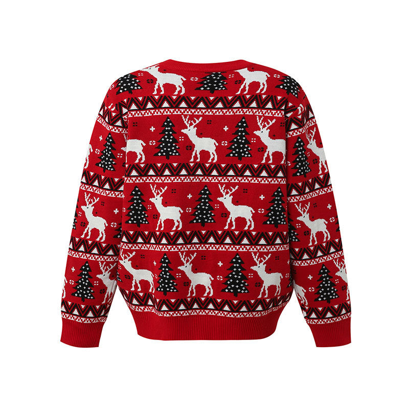 Christmas reindeer sweater pullover jacquard knit sweater