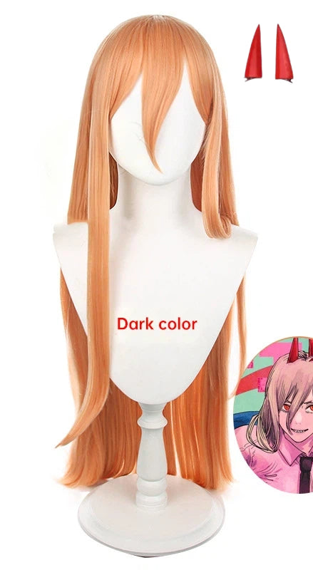 Chainsaw Man/Chainsaw Man Pawa Dali Milk Orange Long Hair COS Anime Wig Headpiece