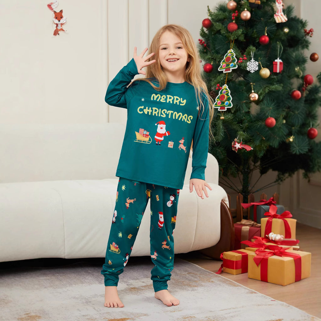 Christmas Santa Claus Deer Letter Stripe Parent-Child Matching Pajamas Printed Home Wear