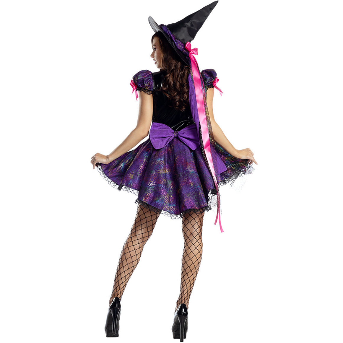 Spiderweb Witch Costume for Women, product photo 2 on a white background