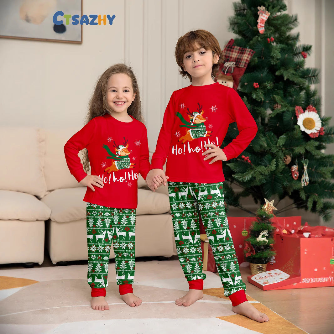 Christmas Tree Deer Snowflake Printed Family Matching Pajamas Sleepwear